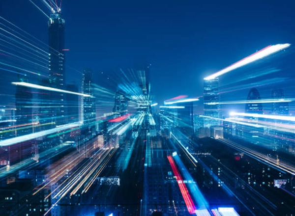 A dynamic and futuristic image illustrating the speed and complexity of modern mobile networks and data, optimized for high-performance mobile devices and integrated with cloud hosting, business email, and cloud email by Elevation Technology.