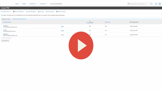 A video thumbnail showing the Elevate Technology UC admin panel for managing user accounts.