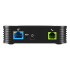 A visual of a Grandstream HT801 analog telephone adapter with two ethernet ports, a power input, and a reset button.