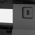 A close-up shot of the USB port on the front of a black Kyocera printer.