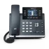 Yealink T44W VoIP phone shown on its stand, featuring Dual-port Gigabit Ethernet, built-in Dual Band Wi-Fi, Bluetooth 4.2, and Optima HD Voice technology.