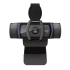 Elevate Technology front view of the black Logitech C920S HD Pro Webcam with the privacy shutter open, showing the lens.