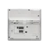 Back view of the Polycom E450 desk phone showing the connectivity ports for network and phone lines, featuring Elevate Technology and Elevation Technology.
