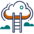  Icon for Elevation Technology's Cloud Portal Login. A ladder extends up into a stylized cloud with an orange rim, symbolizing secure access to the cloud environment.