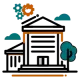 "Icon of a gear inside a cloud with circuit board connections, highlighting cloud-based managed IT, cloud hosting, business email, and cloud email by Elevation Technology.