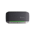 Elevate Technology front view of a gray Poly Sync 20 portable speakerphone with a fabric grille and a bright green LED light bar.