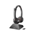 Elevate Technology Poly Savi 8220 UC wireless stereo headset with charging base and USB adapter.